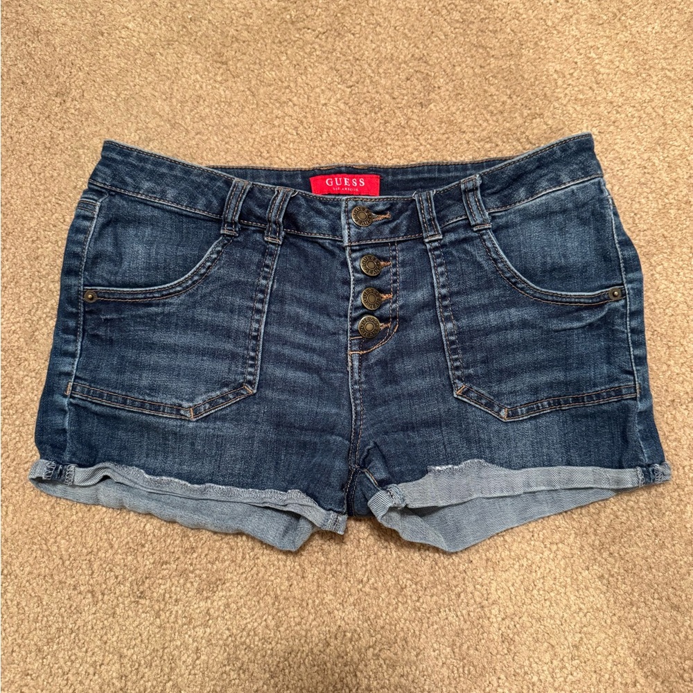 Guess Blue Jean Shorts Classic Cuffed Design